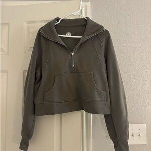 Lululemon Olive Green Half-Zip Cropped Scuba